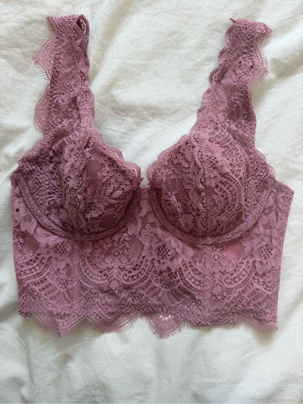 Victoria's Secret Lace Longline Bralette in Mauve Pink